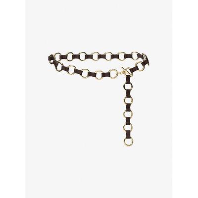 Michael Kors Leather and Chain-Link Belt Brown S-M