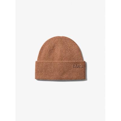 Michael Kors Ribbed Cashmere Beanie Hat Brown One Size