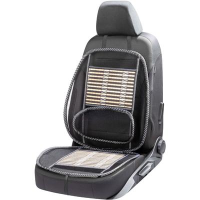 Carcomfort - Atmungsaktive Bambus-Sitzauflage mit Lordosenstütze, Auto-Sitzauflage beige/schwarz
