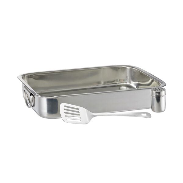 relaxdays 3-teiliges Auflaufform-Set silber Image