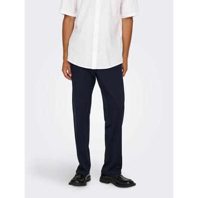 Stoffhose ONLY & SONS "ONSMARK REGULAR 0209 PANT", Herren, Gr. 34, Länge 32, blau (night sky), Web, Obermaterial: 64% Viskose, 31% Polyester, 5% Elasthan, unifarben, modisch, normal, Hosen Image