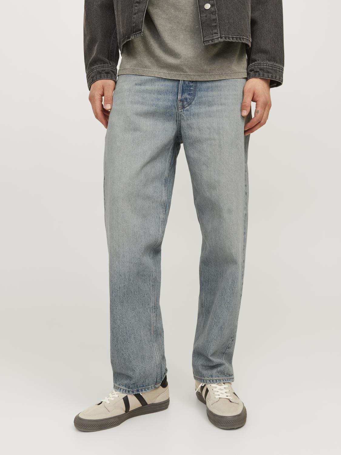 Loose-fit-Jeans JACK & JONES "JJIEDDIE JJCOOPER AM 068 NOOS LID", Herren, Gr. 30, Länge 30, blau (blau denim), Denim/Jeans, Obermaterial: 100% Baumwolle, Abriebeffekte, loose fit, Jeans