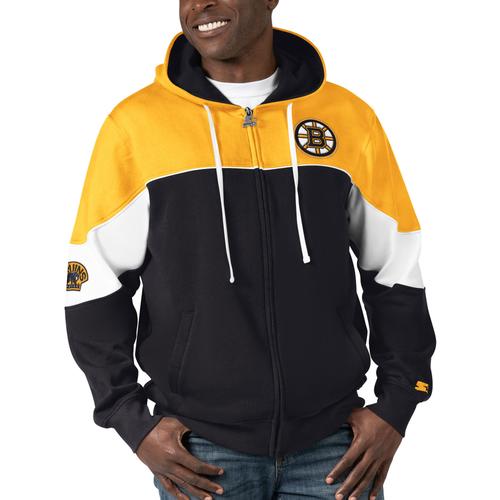 Herren Starter Schwarz/Gold Boston Bruins Power Forward Kapuzenpullover mit durchgehendem Reißverschluss