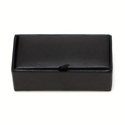 TEMU 1 Pc Men's Faux Suede Cufflinks Box With Velvet Interior, Jewelry Display & Packaging Case, Snap Closure Organizer For Cuff Links - Power-free Storage Solution