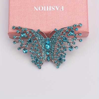 TEMU Luxury Rhinestone Butterfly Brooch Pins, Simplicity Elegant Accessories For Women's Clothing