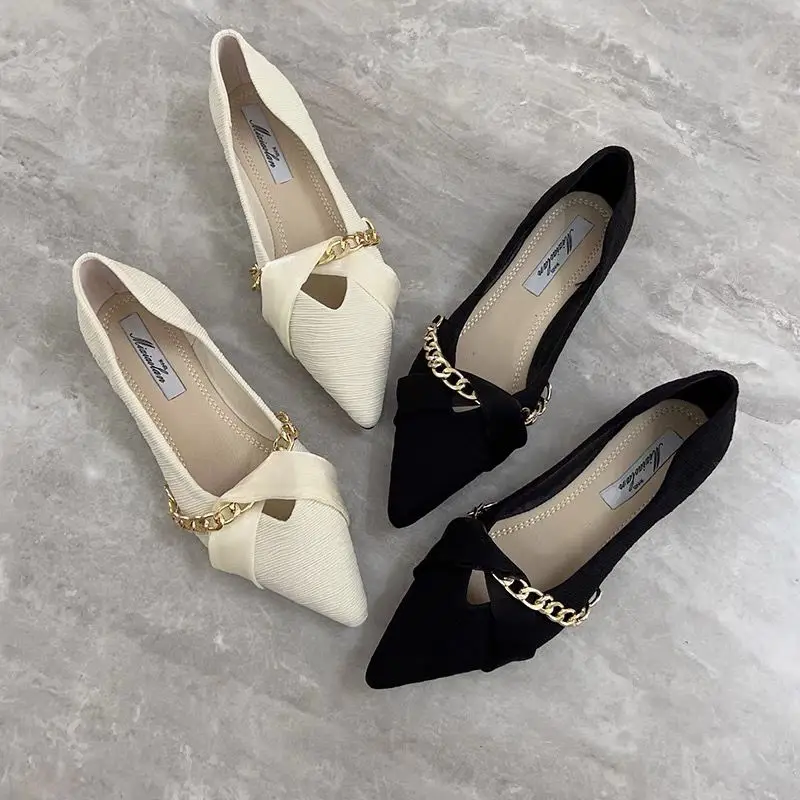 Moccasins Flats Office Pointed Toe Luxury Leather Casual Shoes For Woman 2025 Flat Women's Summer Footwear Evening Chic Point 39