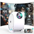 Mini proiettore TIPO C 4K con WIFI 6 e Bluetooth BT5.2, proiettore portatile 4K HD 400ANSI Proiettore video cinematografico ruotabile