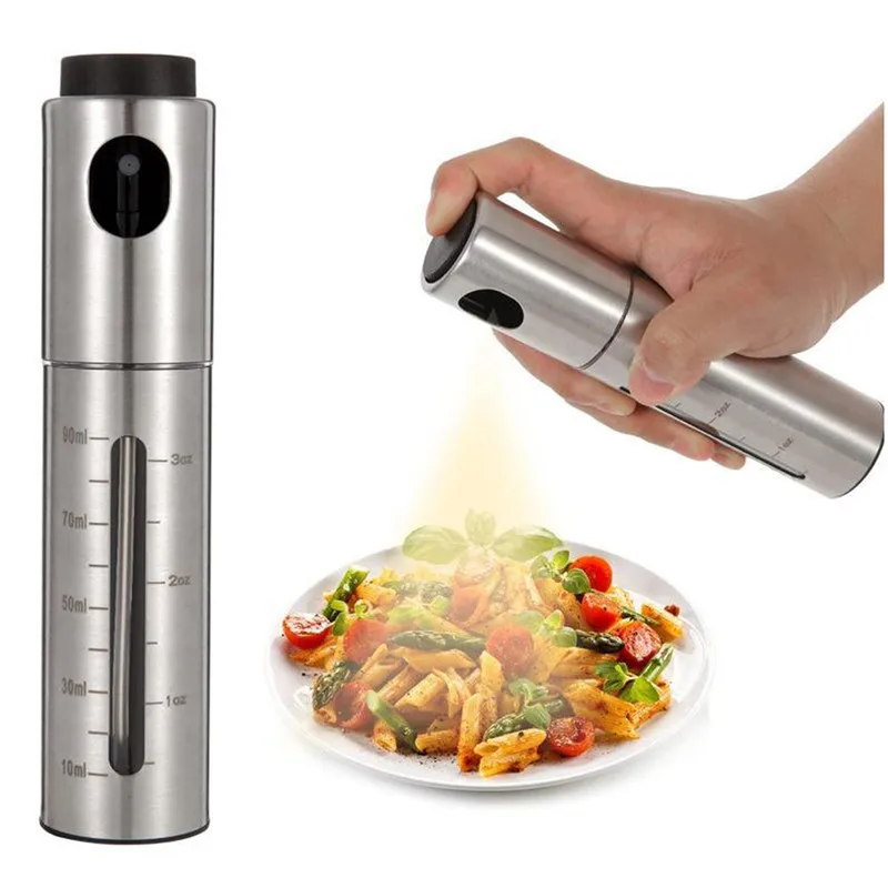 Bottiglia spray per olio d'oliva da forno per barbecue Bottiglia spray per olio in acciaio inossidabile 304 Bottiglie spray per aceto Bottiglia per condimento spruzzatore BQ Kitche