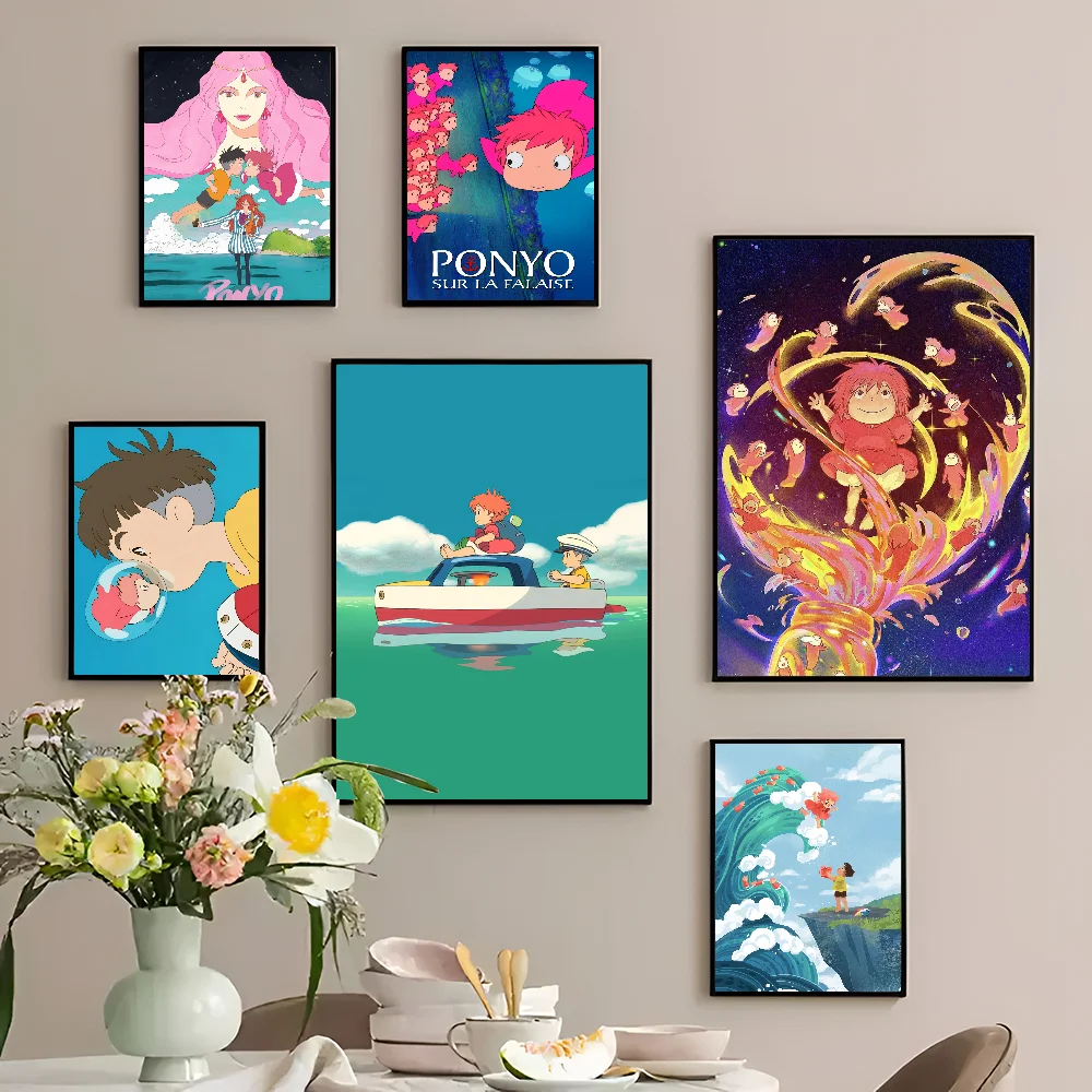 Anime P-Ponyo klassische Vintage Poster Vintage Zimmer Home Bar Cafe Dekor nordische Wohnkultur