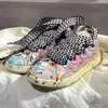 Frühling männer Splash Tinte Dicke Sohle Skateboard Rosa Schwarz Pile-ups Spitze Low Top Sneakers Unisex Männlich Outdoor Casual flache Schuh