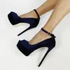 LAIGZEM Frauen Plattform Pumpen Ankle Strap Samt High Heels Peep Toe Pumps Party Prom Unisex Schuhe Frau Große Größe 43 45 50 52