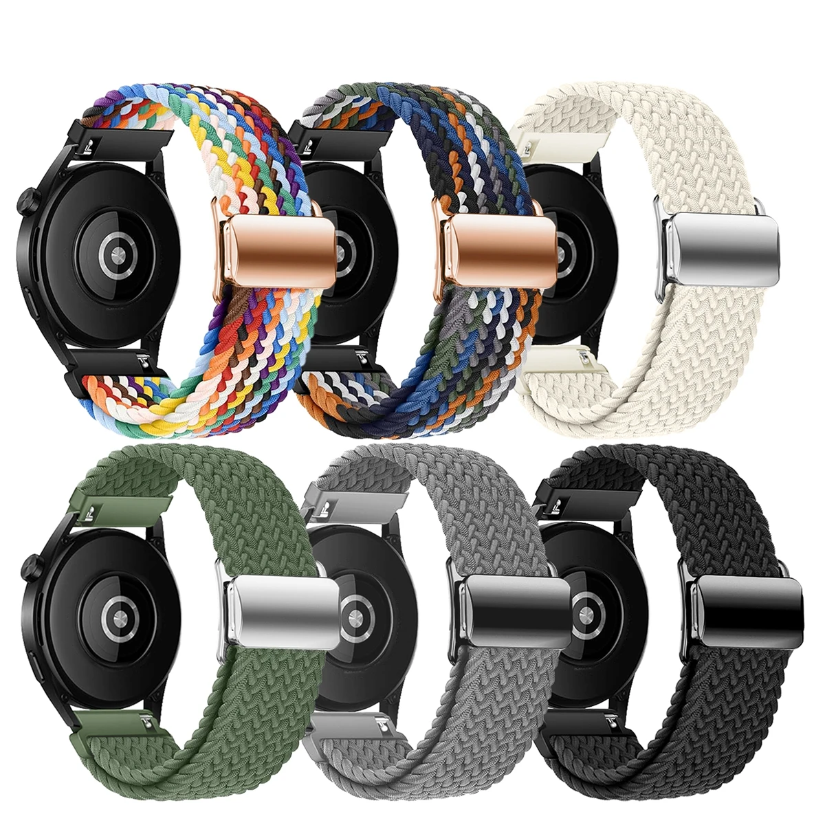 Geflochtene Schlaufen Magnets chnalle für Samsung Uhr 6/5/4/Huawei GT 4/Amazfit GTR/Garmin Fenix 7/Fitbit Versa 2/3/4 Smart Watch Band Image