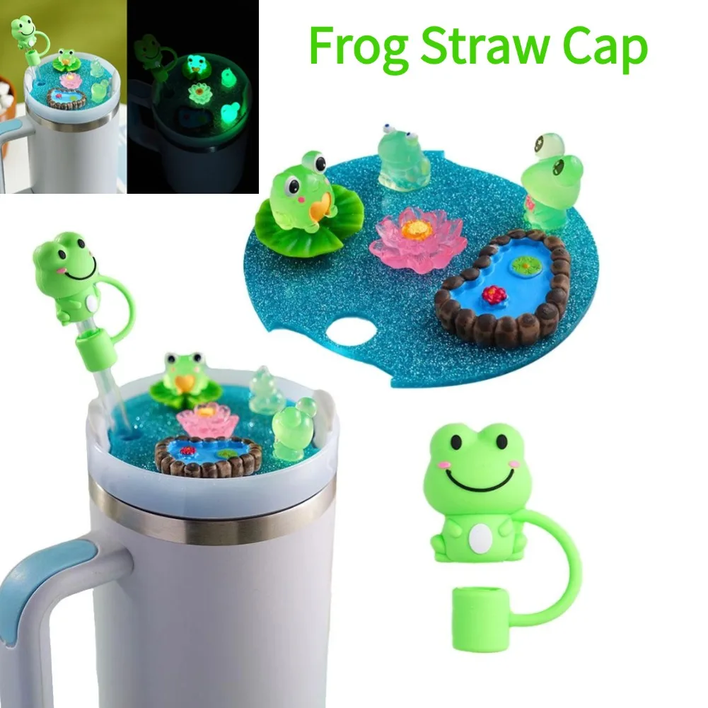 Für Eis bully Tasse 40oz Frosch Teich Marke Wasser becher Zubehör für Stanley Cup Deckel Frosch Stroh kappe leuchten in der Nacht Stroh abdeckung Kappe Image