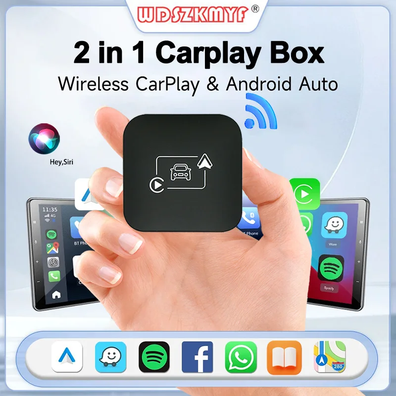 Universal Auto Wireless Carplay Box Wireless Android Auto 2 in1 Adapter für Toyota VW Golf Mazda Honda Peugeot Sitz Fiat Kia Image