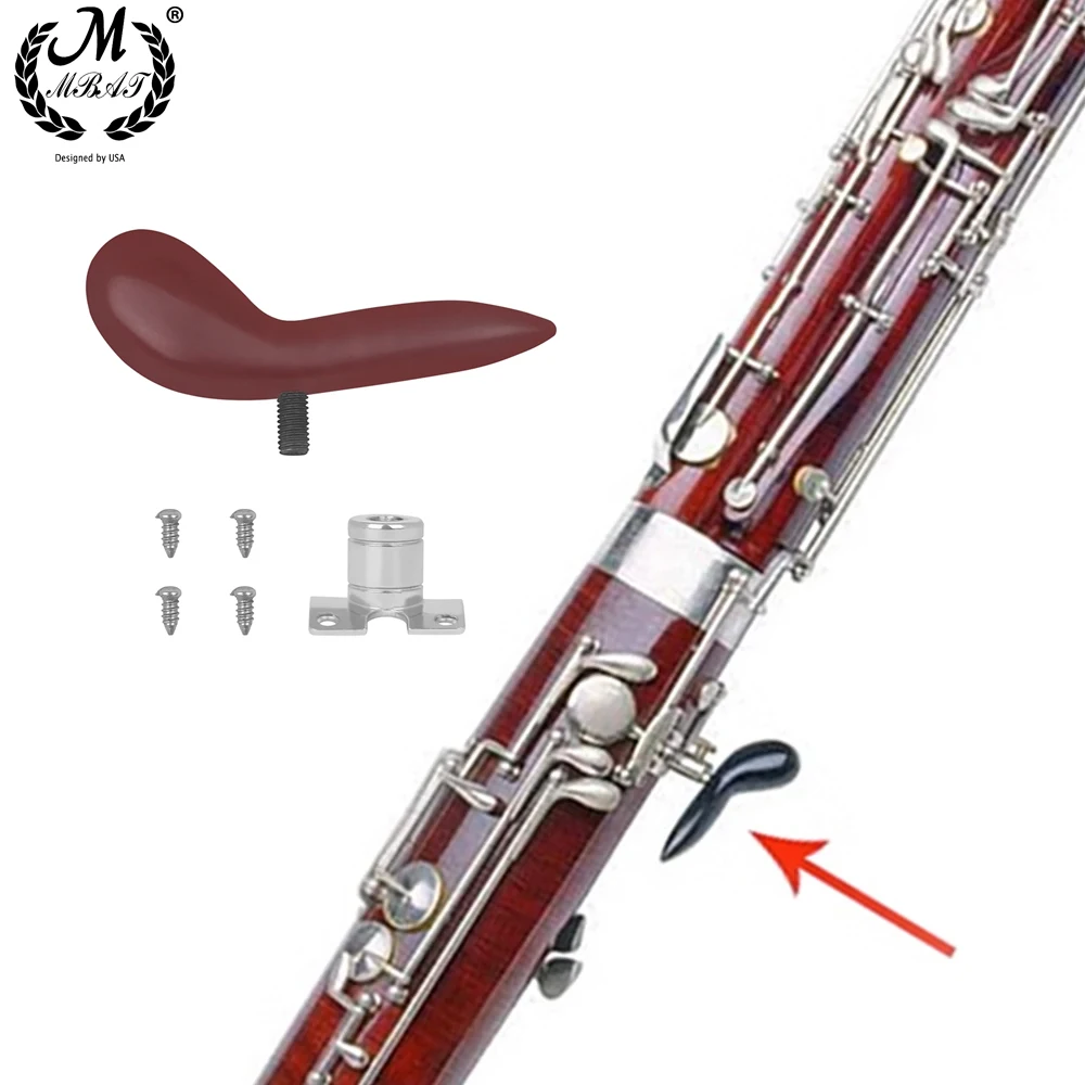 Fagott-Handauflage mit großem Rohr, ABS-Basis mit rotem Griff und 4 Schrauben, Fagott-Instrumentenauflage, Handhalter-Zubehör Image