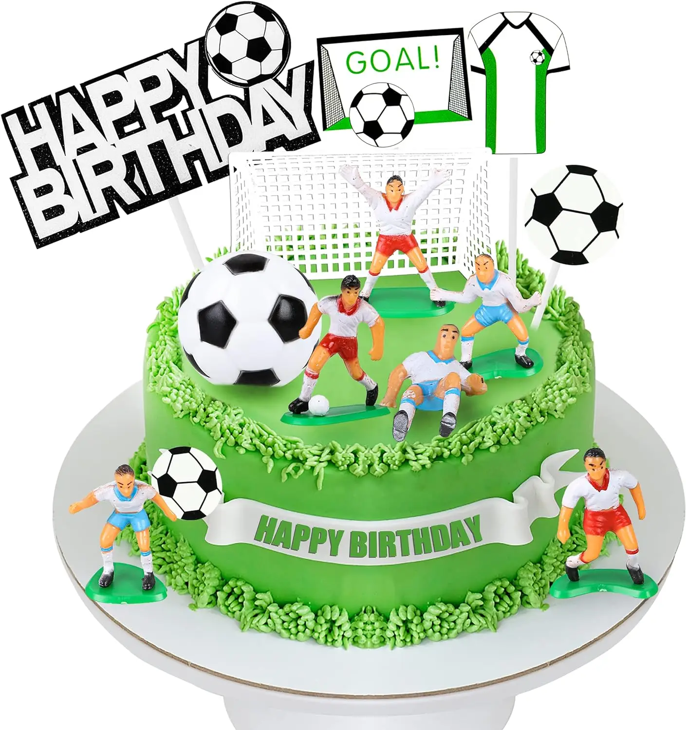 37-teiliges Sport-Kuchenaufsatz, Sport-Kuchendekoration mit Fußball, Fußball, Baseball, Basketball, Tennis, Golf, für Jungen und Herren, Sport-Thema Image