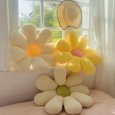 Kleines Gänseblümchen-Blumenkissen für Büro, Computer, Stuhlkissen, Sonnenblume, Erkerfenster, Tatami, Schlafzimmer, Sofakissen, Blumen-Wurfkissen Image