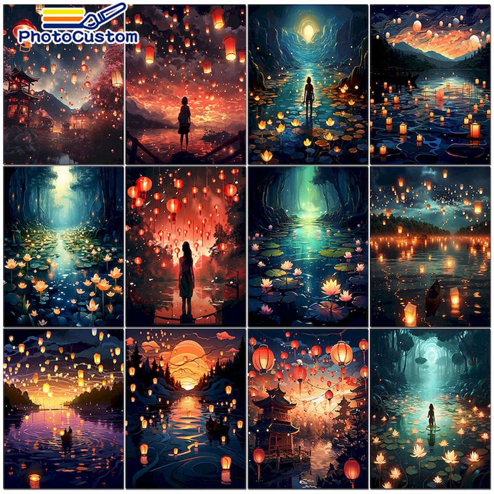 Photo custom DIY Malerei nach Zahlen Landschaft Bilder nach Zahlen Acrylfarbe für zu Hause Küche Dekoration einzigartiges Geschenk neu Image