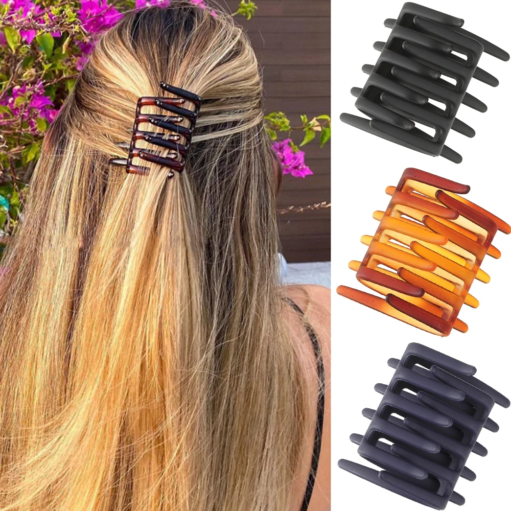 Doppelseitiger Haarspangen-Haarkamm für Frauen, mattierter, gezahnter, rutschfester Kamm, schwarzer Pferdeschwanz, Haarnadel, Haarschmuck, viele Haarspangen Image