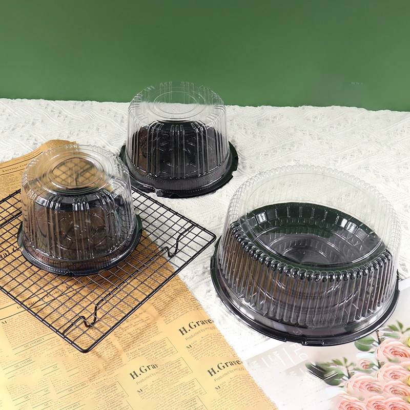 50 Sätze transparente Torten schachtel 4/6/8 Zoll Plastik gebäck boxen Back verpackungs schachtel Hochzeits feier dekoration Image