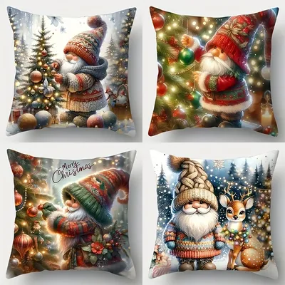 1-teiliges Kissen-Set mit Vintage-Weihnachtsbaummuster, einseitig bedruckt, weicher Stoff, Image