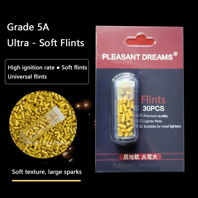 30 Stück/Flasche, allgemein, hohe Zündung, große Sparks, weiche Feuersteine, Öl, Benzin, Feuerzeug, Feuerstein, weiches 5A-Silikon-Feuerzeug-Zubehör Image