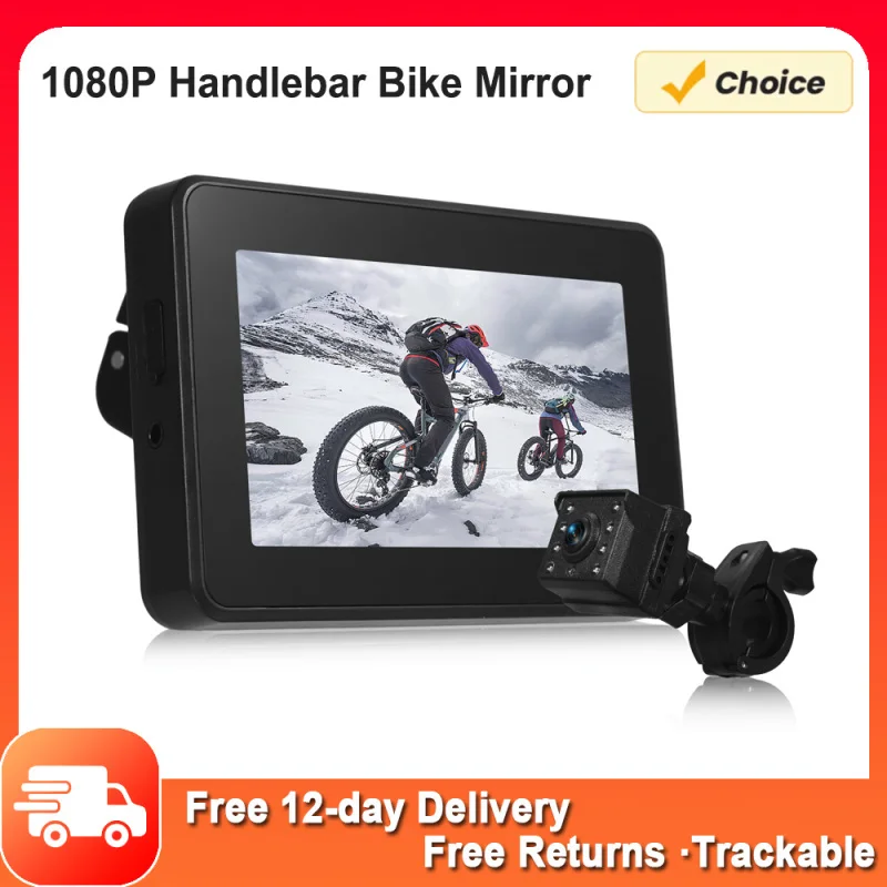 Lenker Fahrrads piegel 1080p Fahrrad Rückfahr kamera mit 4.3 ''Monitor 8-LED Nachtsicht 150 ° Weitwinkel ansicht drehbare Halterung Image