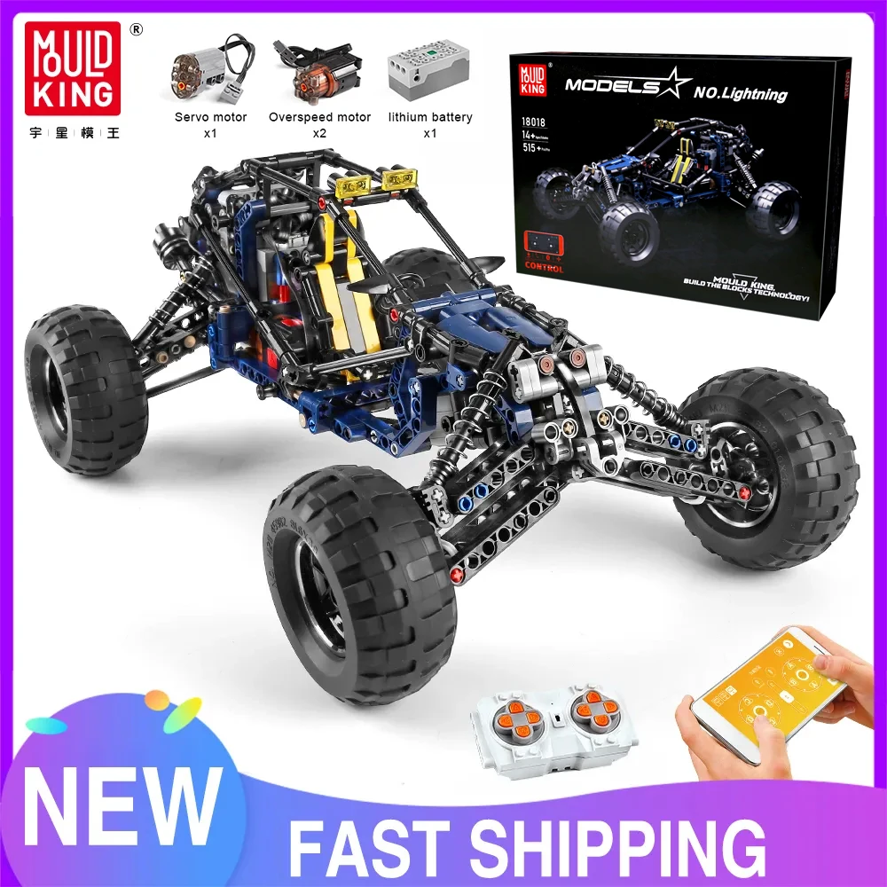 MOLD KING 18018 Technisches Autospielzeug Die MOC-3028 APP&RC Motorisierte Blue Lightning Buggy Modellbausteine Ziegel Kindergeschenke