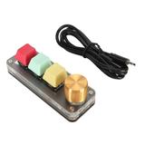 2024 USB Mini 3 Key Keypad with Knob DIY Programmable Type C Wired Connection Blue Switch One Handed Keypad for Gaming Colorful