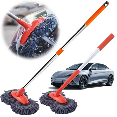 Car Wash Brush Double Brush Head Windshield Roof Wipe Clean Broom Car Cleaning Brush Windshield Roof