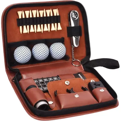 Caiton Golf Gift Set with Hi-End Case, Golf Balls, Rangefinder, Golf Club, Brush, Multifunctional