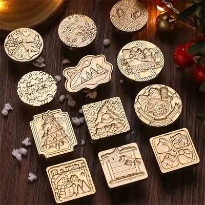 Seal Wax Stamps Head Copper Christmas Series Pattern DIY Sealling Wax Stamp Scrapbooking Envelope