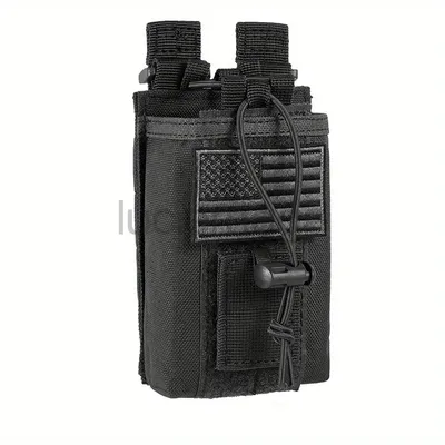 1000D Nylon Tactical Walkie Talkie Pouch Bag with Flag Portable Interphone Holster Molle Radio Carry