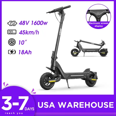 48V 1600W 31mph Off Road Electric Scooter 37mile Range 18Ah Dual Motor 10” Tire E-scooter Disc Brake