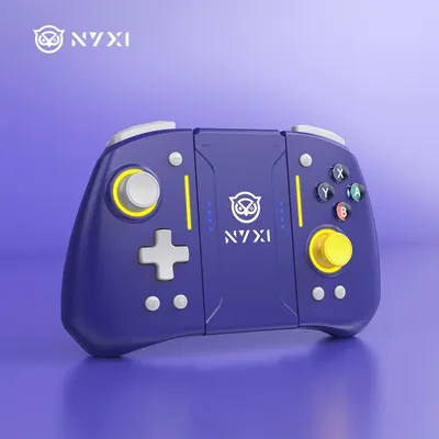 NYXI Hyperion Pro Hall Joystick Wireless Game Controller Purple Gamepad with RGB Lights for Nintendo