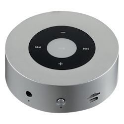 KAMINIO Knister Lautsprecher Moritz - Kraftvolle Soundbox mit Kaminfeuer-Tönen, Bluetooth, AUX, Mikrofon, Akku - Silber Image
