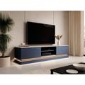 Mobile TV 2 cassetti e 2 nicchie con LED MDF Blu effetto marmo Bianco - DEVIKA di Pascal MORABITO