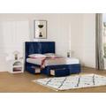 Letto con cassetti 180 x 200 cm Tessuto Velluto Blu - LEOPOLD