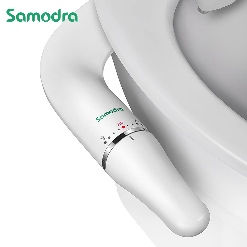 SAMODRA Toiletten-Bidet, ultradünnes Bidet, Toilettensitz-Aufsatz mit Messing-Einlass, einstellbarer Wasserdruck, Badezimmer, hygienische Dusche