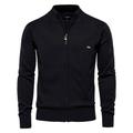 Per uomo Cardigan A Coste Treccia Maglia Cerniera Jacquard Tinta unica Collo ripiegato Maglieria Neutro All'aperto Casual Abbigliamento Corte Inverno Primavera Autunno Nero Blu marino S M L