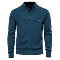 Per uomo Cardigan A Coste Treccia Maglia Cerniera Jacquard Tinta unica Collo ripiegato Maglieria Neutro All'aperto Casual Abbigliamento Corte Inverno Primavera Autunno Nero Blu marino S M L