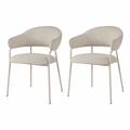 Ensemble de 2 chaises de salle à manger blanc perle en tissu