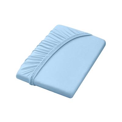 Spannbettlaken DORMISETTE Gr. 1, blau (hellblau), B:90-100cm L:190-200cm, Nicki, 75% Baumwolle, 25% Polyester, Laken Image