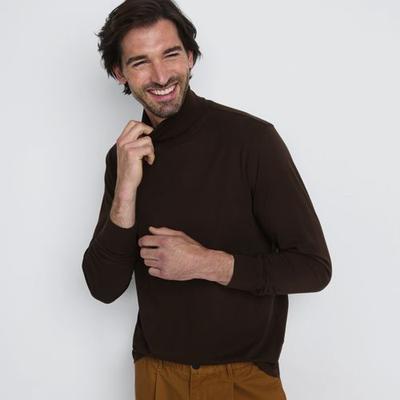 Super-T Roll Neck Top, Men, size: 42-44, regular, Brown, Cotton, by Lands' End