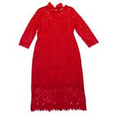 J. Crew Dresses | Nwt J.Crew ¾ Sleeve Lace Sheath In Bright Cerise Tie Bow Back Dress 2 | Color: Red | Size: 2