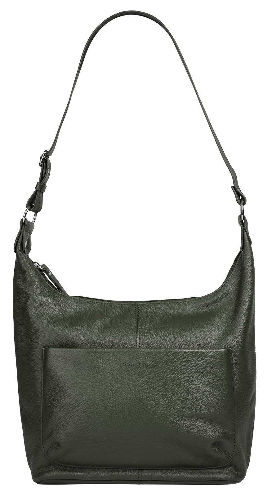 Shopper BRUNO BANANI, Damen, Gr. B/H/T: 38cm x 29cm x 11cm onesize, grün (oliv), Leder, leicht glänzend, unifarben, Taschen Shopper, echt Leder