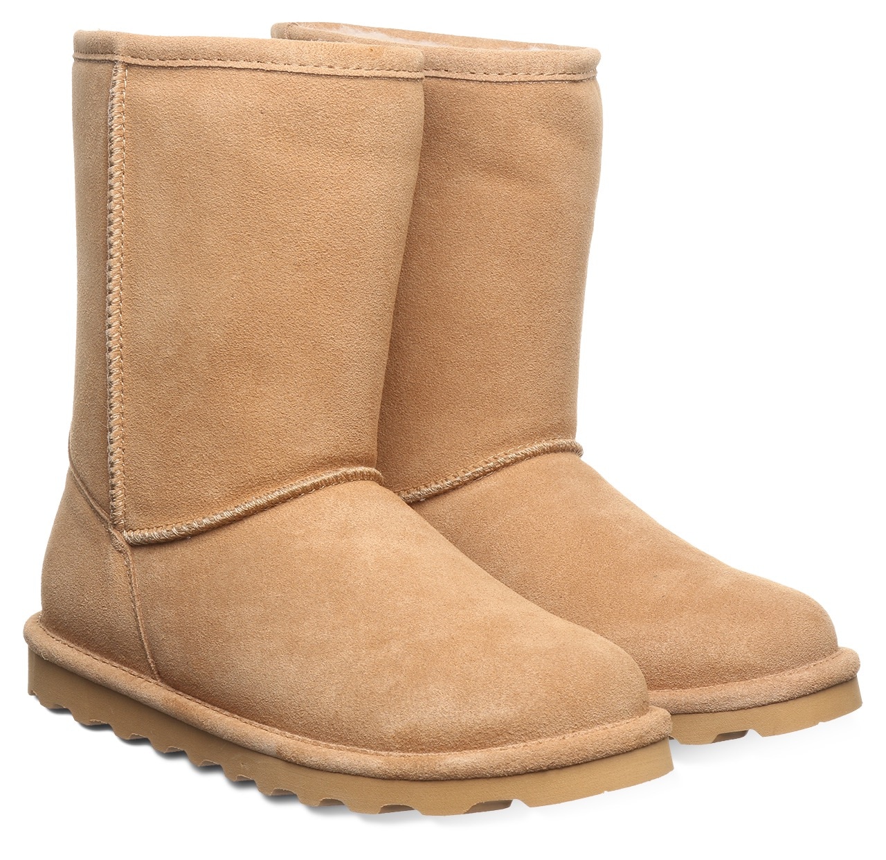 Winterboots BEARPAW "ELLE SHORT", Damen, Gr. 37, braun (hellbraun), Nubukleder, Schuhe Winterboots, Winterstiefel, Snowboots mit hohem Schaft