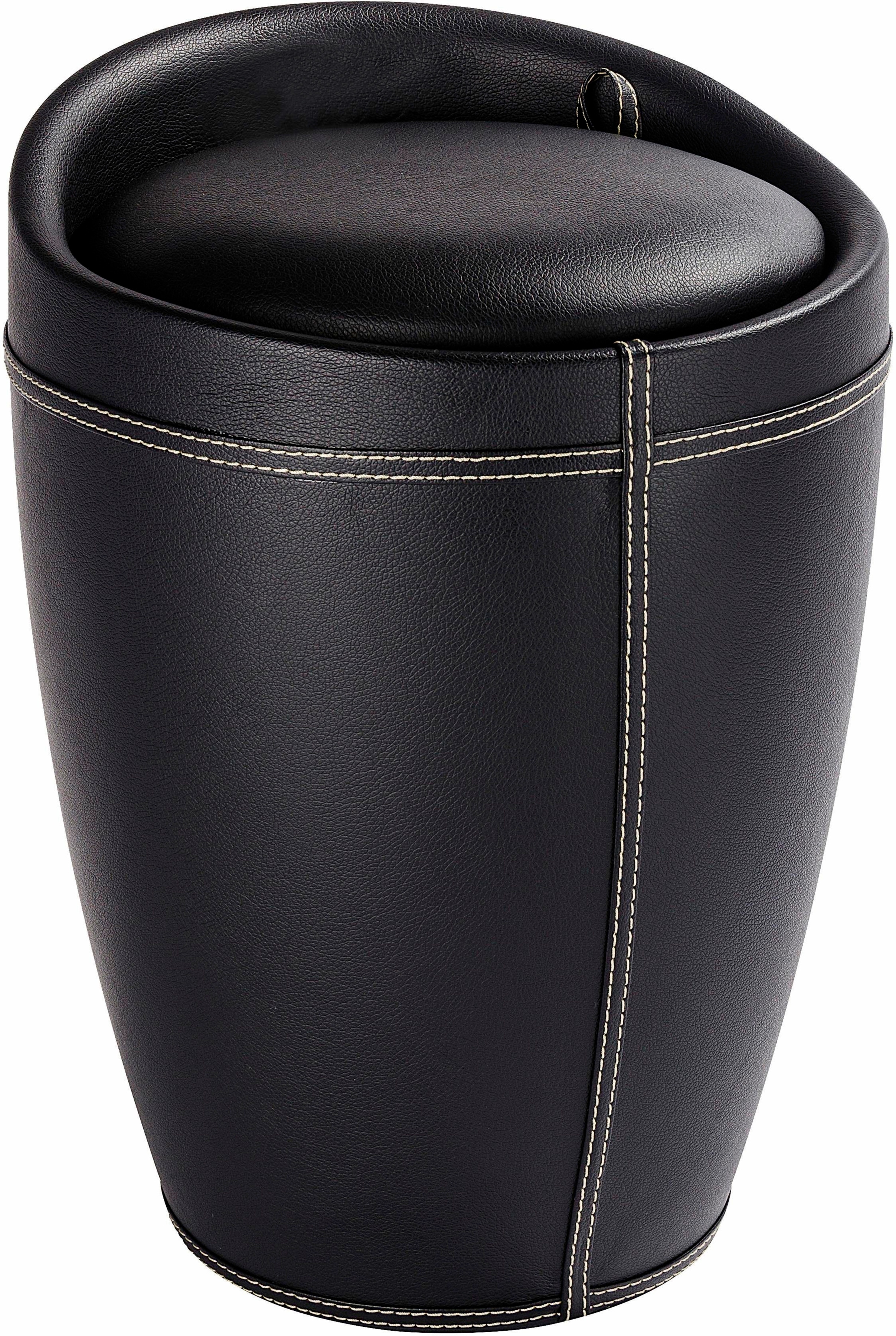 Hocker WENKO, schwarz-weiß (weiß, schwarz), B:36cm H:50,5cm T:36cm, Hocker, Sitzhocker