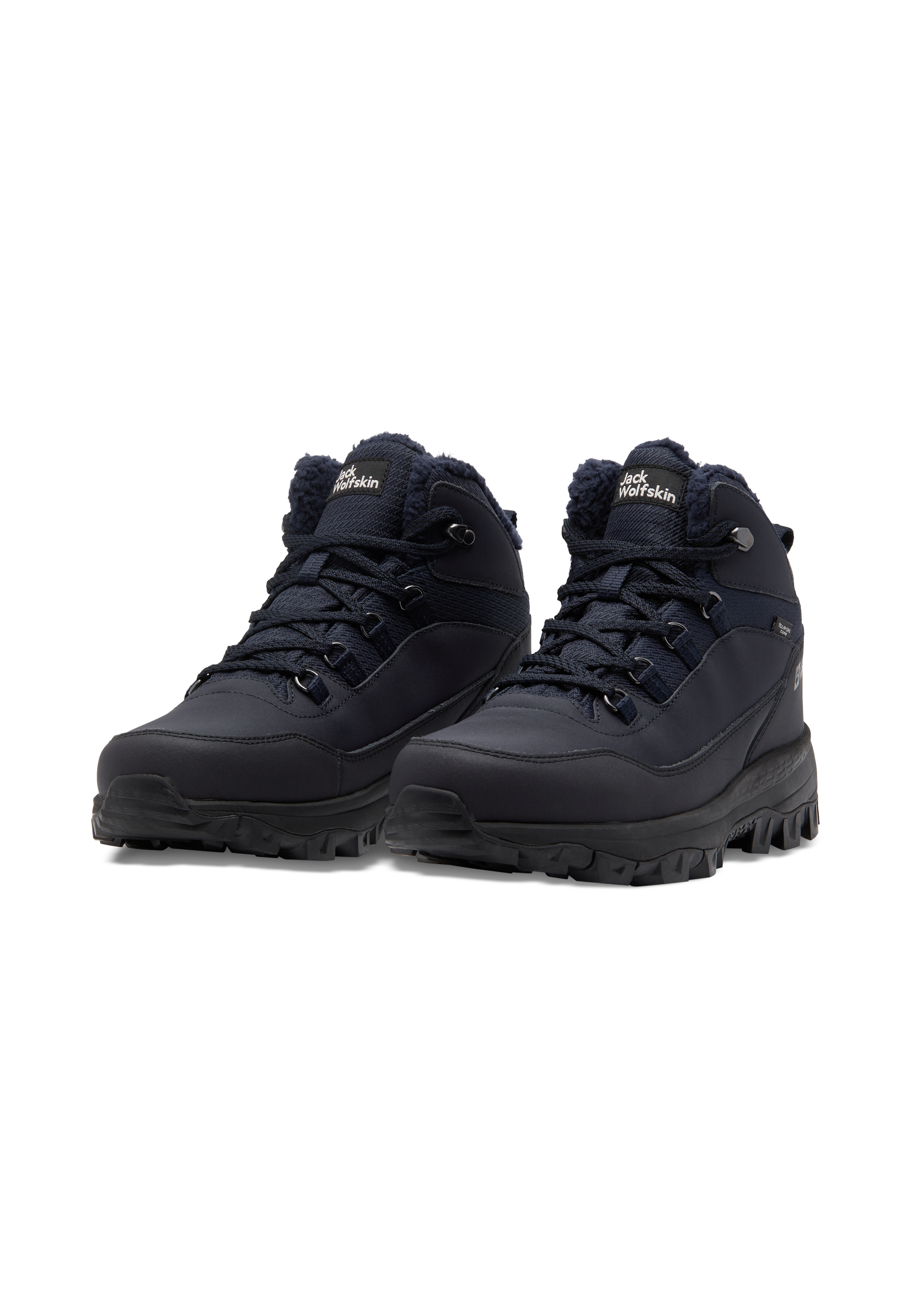 Outdoorwinterstiefel JACK WOLFSKIN "EVERQUEST TEXAPORE MID M", Damen, Gr. 44,5, blau (schwarz navy), Synthetik, Textil, Sportlich, Schuhe, Winterboots, Snowboots, Winterschuhe, wasserdicht & gefüttert, Topseller