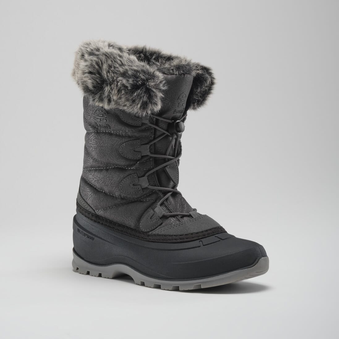 Snowboots KAMIK "MOMENTUM3", Damen, Gr. 39, grau (charcoal, charbon), Synthetik, Textil, Schuhe, Winterboots, Winterstiefel, Winterschuhe, wasserdicht und gefüttert
